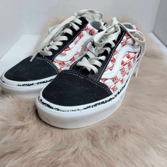 Vans Old Skool Sketch Checkerboard Skate Shoe - Black / Red / White - Picture 1 of 8